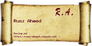 Rusz Ahmed névjegykártya